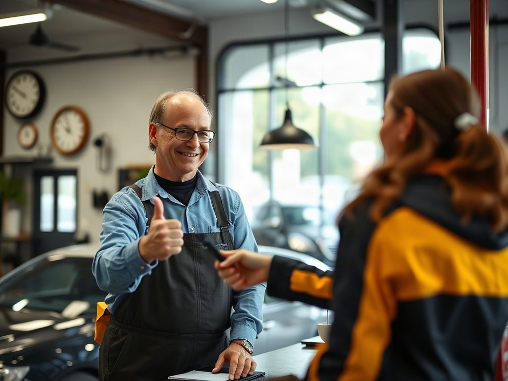 Amplify Your Auto Glass Repair Services with Launch Fuse AI — Launch Fuse AI A Automotive Services owner sharing a positive moment with a happy customer