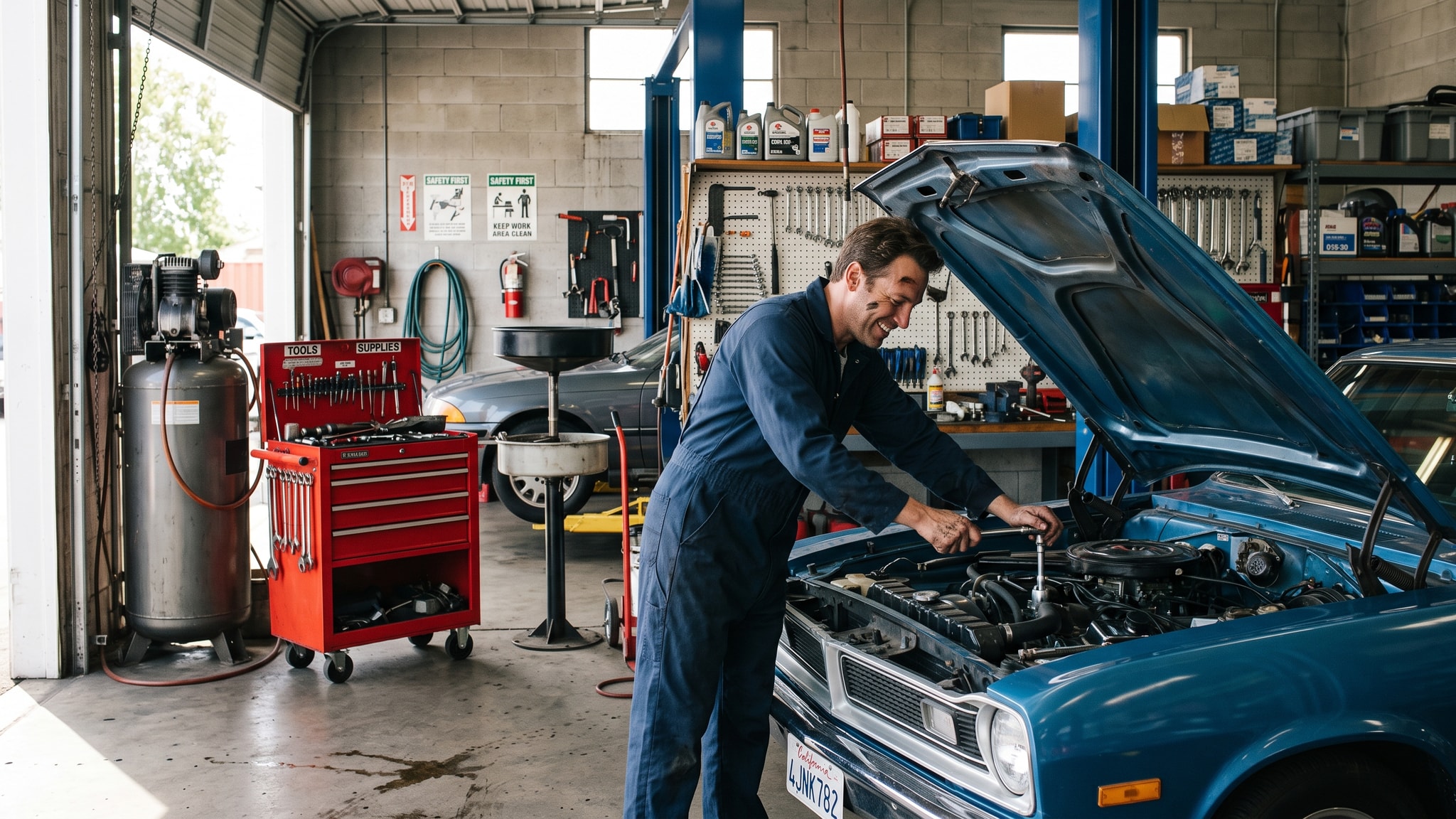 Boost Your Auto Repair Shop’s Efficiency with Launch Fuse AI: Your Website Solution — Launch Fuse AI Mechanic working on a car in a bright auto repair shop