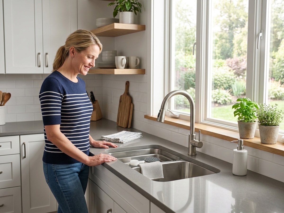 Completed kitchen sink installation in a modern home