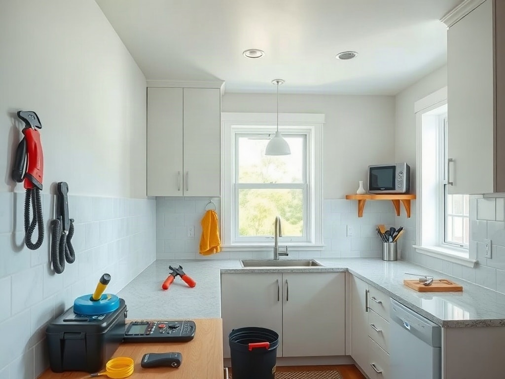 Finished residential plumbing installation in a bright kitchen