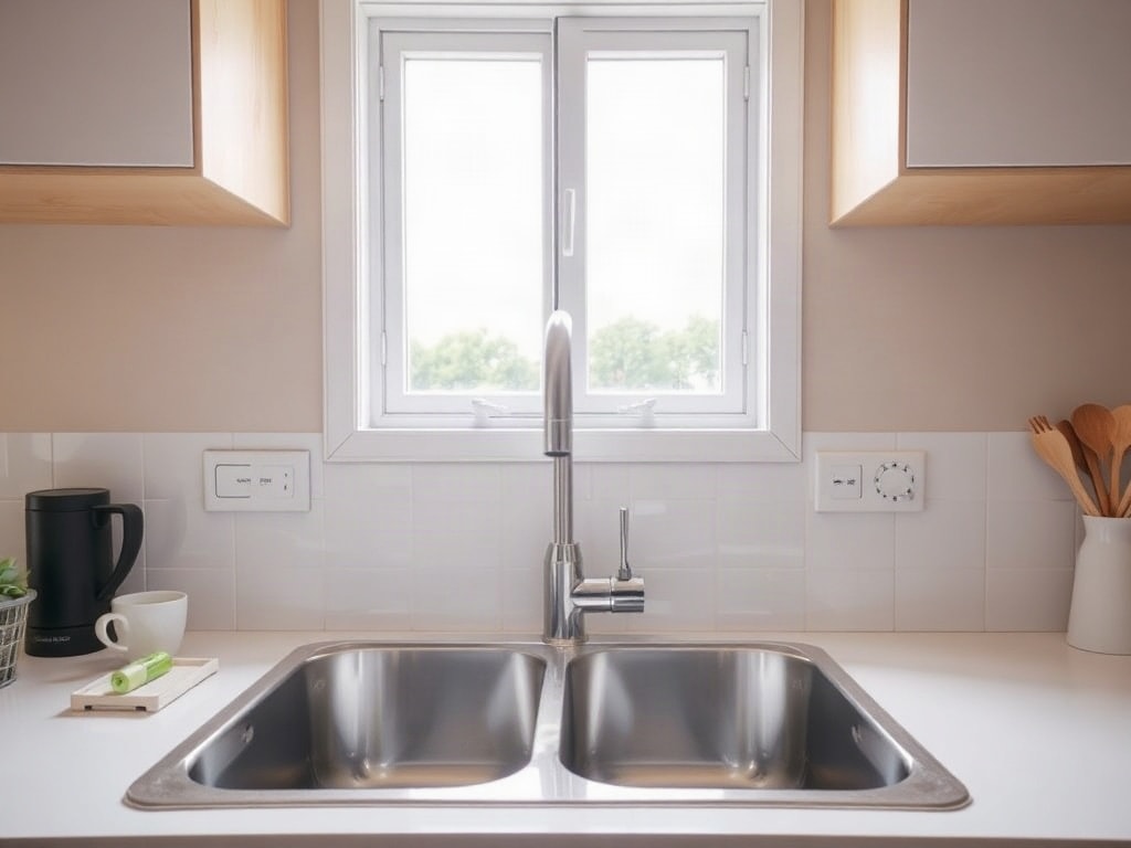 Finished repair of a kitchen sink with a leak-free pipe installation.