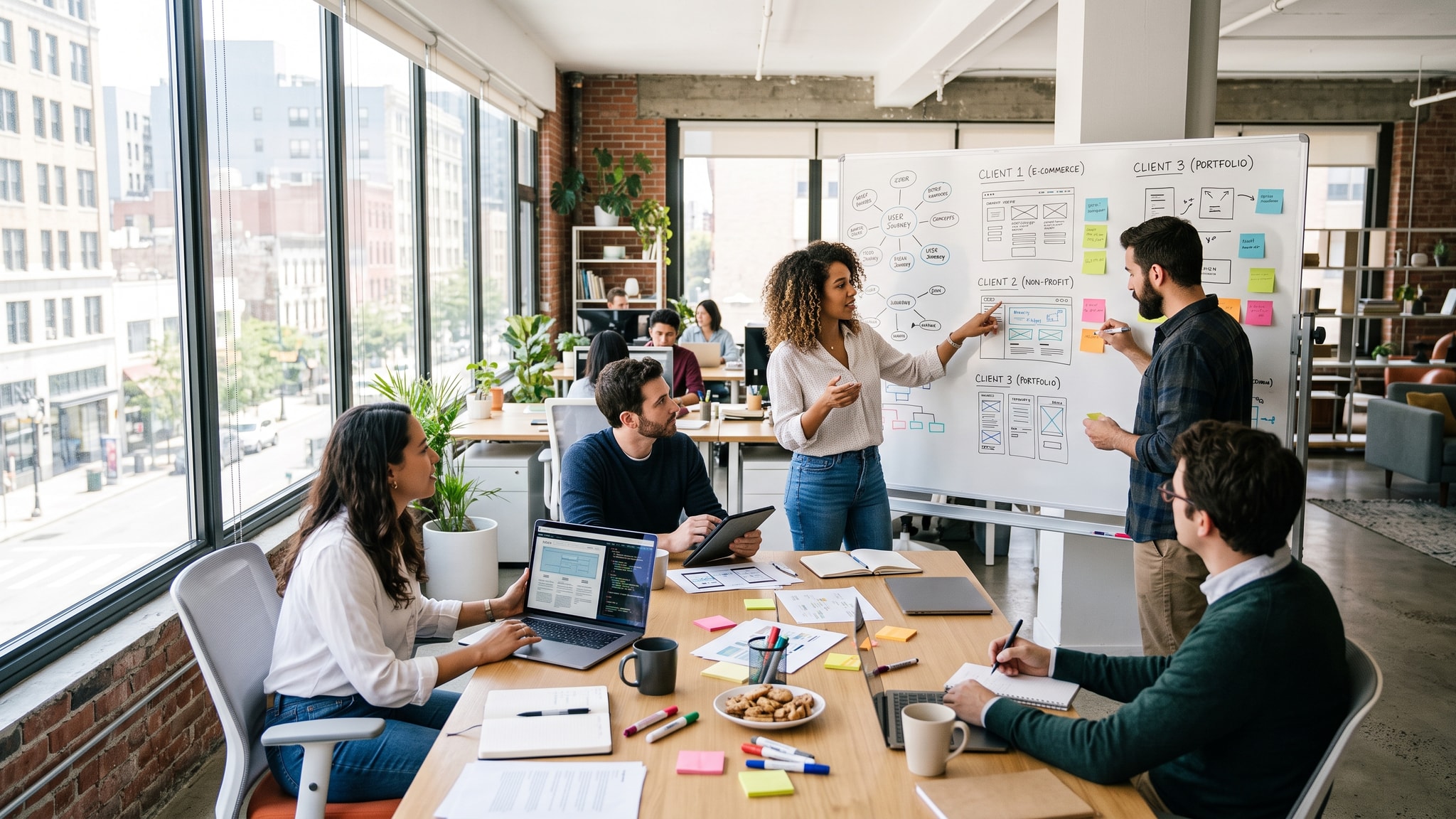 LaunchFuse.ai: Why One Website Is No Longer Enough — Launch Fuse AI Marketing agency team collaborating on multiple client websites in a bright office