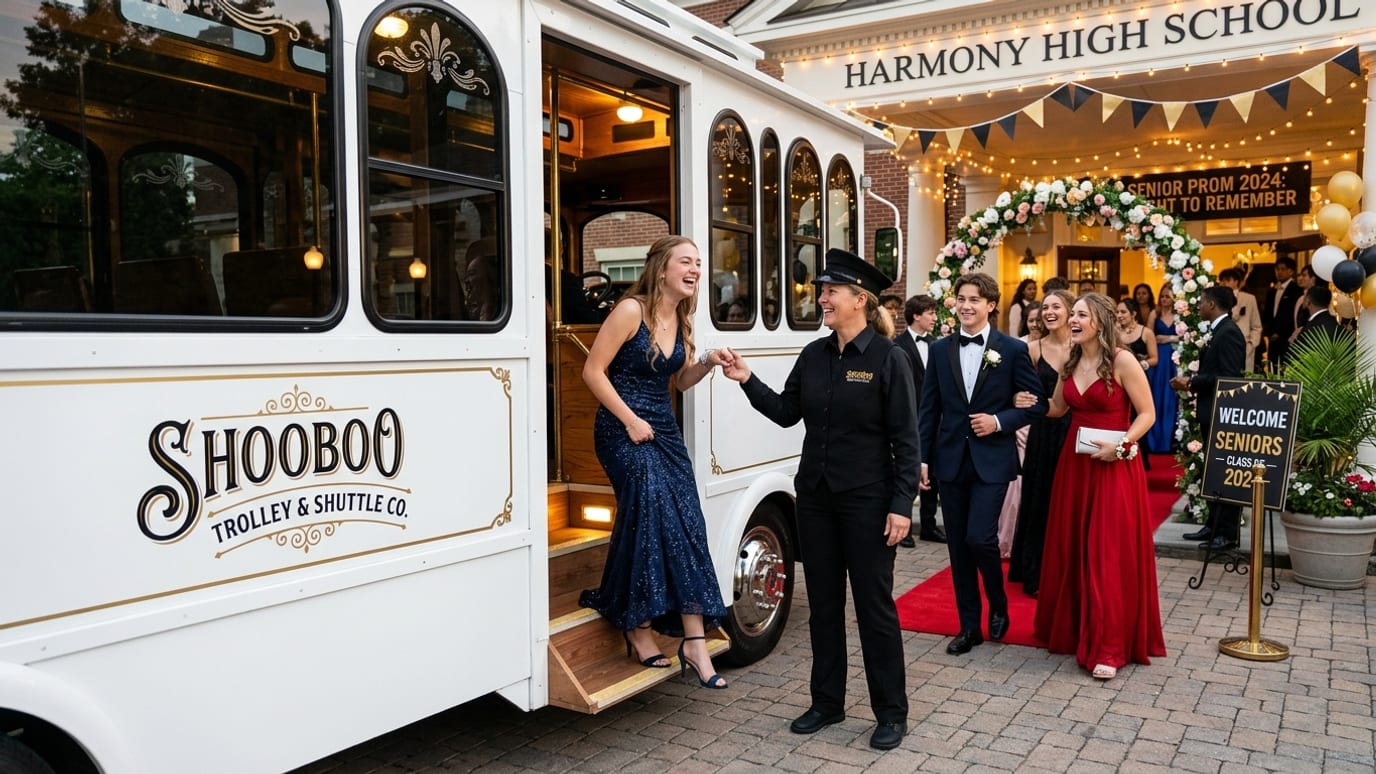 Shooboo Trolley & Shuttle Co providing Prom Transportation Private Transportation Company services