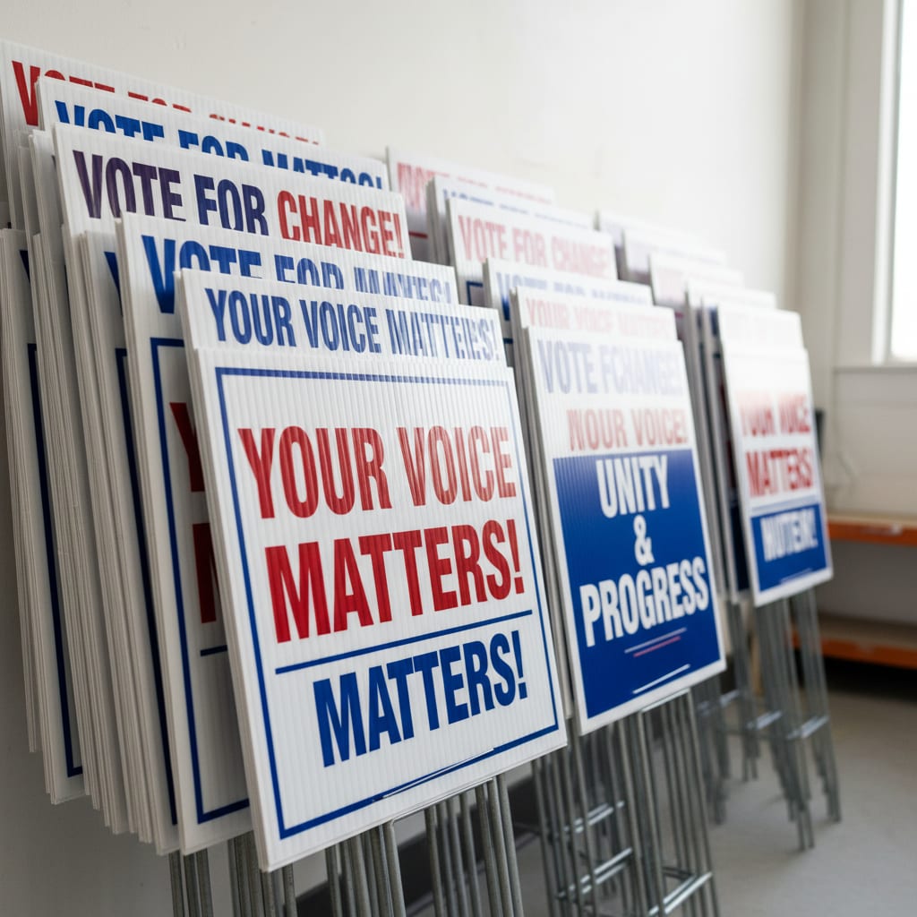 Lawn Signs For Less providing Political Signage FAQ Lawn Sign Company services